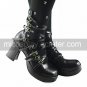 Handmade Black PU Leather 7.5cm High Heel Punk Lolita Shoes