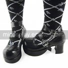 Handmade Black PU Leather 7.5cm Chunky Heel Punk Lolita Shoes