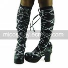 Handmade Black PU Leather 7.5cm High Heel Gothic Lolita Shoes