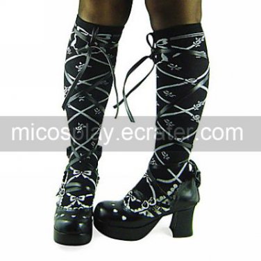 Handmade Black PU Leather 7.5cm High Heel Gothic Lolita Shoes