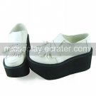 Handmade White PU Leather 9cm Platform School Lolita Shoes with Tassel