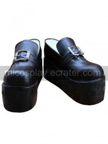 APH Black Faux Leather 2'' High Heel Platform Cosplay Shoes