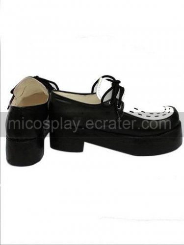 Black And White Faux Leather 2'' High Heel Platform Cosplay Shoes