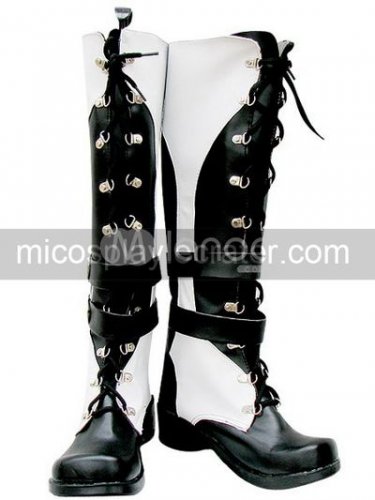 Black And White Imitated Leather Rubber Cosplay Boots