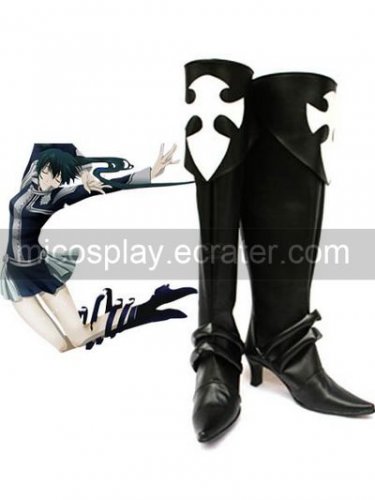 Black D.Gray-man 2 34'' Heel Faux Leather Cosplay Shoes