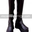 Black Imitated Leather Rubber Cosplay Boots