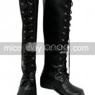Black Lace Tie Imitated Leather Rubber Cosplay Boots