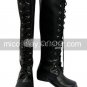 Black Lace Tie Imitated Leather Rubber Cosplay Boots