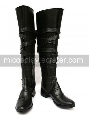Black Reborn 2'' Heel Faux Leather Cosplay Shoes