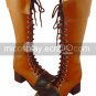 Brown Round Toe Over the Knee PU Lolita Boots