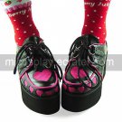 Black and Fuschia PU Leather 8cm Wedge Punk Lolita Shoes