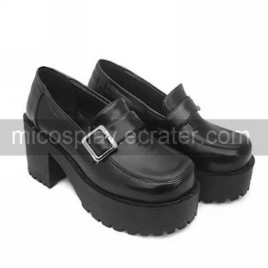 3 Chunky Heel Black PU Lolita Shoes