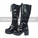 3 Chunky Heel Platform Black PU Lolita Boots