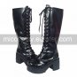 3 Chunky Heel Platform Black PU Lolita Boots