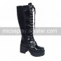 3 Chunky Heel Platform Black PU Lolita Boots
