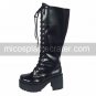 3 Chunky Heel Platform Black PU Lolita Boots
