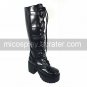 3 Chunky Heel Platform Black PU Lolita Boots with Buckle
