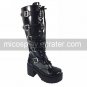 3 Chunky Heel Platform Black PU Lolita Boots with Buckle