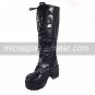 3 Chunky Heel Platform Black PU Lolita Boots with Buckle