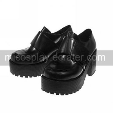 3 Chunky Heel Platform Black PU Lolita Shoes with Velcro