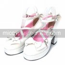 3 Cone Heel White PU Lolita Shoes with Heart Buckles