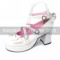 3 Cone Heel White PU Lolita Shoes with Heart Buckles