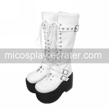 3.75 Platform White PU Lolita Boots