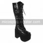 4 Chunky Heel Platform Black PU Lolita Boots