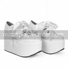4 Wedge Pure White PU Lolita Shoes with Ribbon