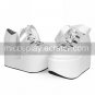4 Wedge Pure White PU Lolita Shoes with Ribbon