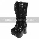 5 Cone Heel Platform Black PU Lolita Boots