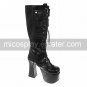 5 Cone Heel Platform Black PU Lolita Boots