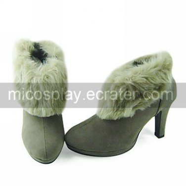 Beige Suede Upper Faux Fur 9cm High Heel Classic Lolita Boots