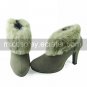 Beige Suede Upper Faux Fur 9cm High Heel Classic Lolita Boots