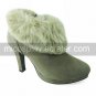 Beige Suede Upper Faux Fur 9cm High Heel Classic Lolita Boots