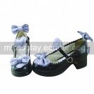Black and Purple 4.5cm High Heel Sweet Lolita Shoes with Bow and Heart