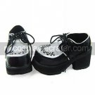 Black and White Check Pattern PU Leather 8cm High Heel School Lolita Shoes