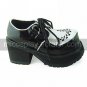 Black and White Check Pattern PU Leather 8cm High Heel School Lolita Shoes