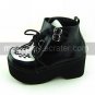 Black and White PU Leather 8cm High Heel Punk Lolita Sandals(High-cut)