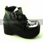 Black and White PU Leather 8cm High Heel Punk Lolita Sandals(High-cut)