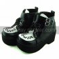 Black and White PU Leather 8cm High Heel Punk Lolita Sandals(High-cut)