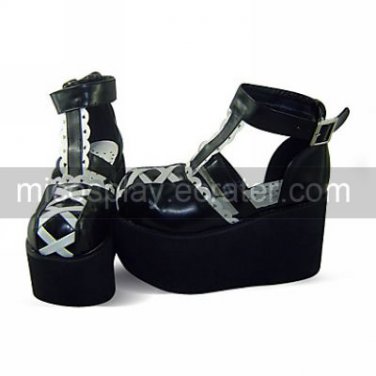 Black and White PU Leather 11cm High Heel Shiro & Kuro Lolita Lolita Shoes