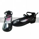 Black High Gloss PU Leather Flat Classic Lolita with Double Belt