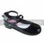 Black High Gloss PU Leather Flat Classic Lolita with Double Belt
