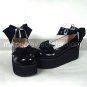 Black Patent Leather 6.5cm High Heel Sweet Lolita Shoes with Bow
