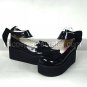 Black Patent Leather 6.5cm High Heel Sweet Lolita Shoes with Bow