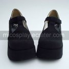 Black PU Leahter 8cm Wedge Gothic Lolita Shoes