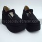 Black PU Leahter 8cm Wedge Gothic Lolita Shoes
