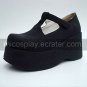 Black PU Leahter 8cm Wedge Gothic Lolita Shoes
