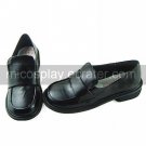 Black PU Leather 2cm Flat School Lolita Shoes